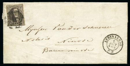 Stamp of Belgium » Belgique. 1861 Médaillons allongés (COB 9-12) 10c brun oblitération 6 sur lettre d'AUDENAERDE/2/