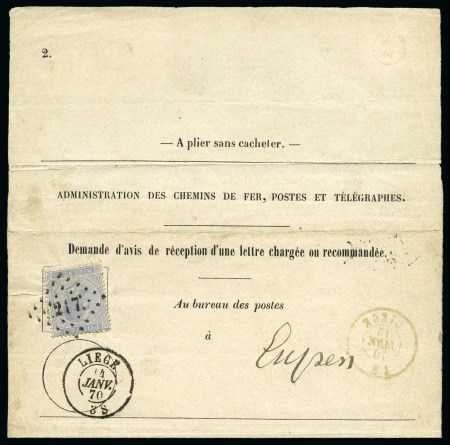 Stamp of Belgium » Belgique. Léopold 1er - Nouveau Type (COB 17-21) 20c bleu oblitération Lpts 217 sur "Demande d'avis