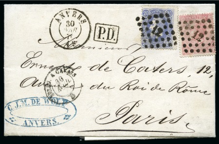Stamp of Belgium » Belgique. Léopold 1er - Nouveau Type (COB 17-21) 2 lettres en simple et double ports pour la France