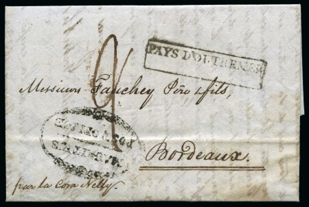 Stamp of Mauritius 1833 (Jan 24) Entire from Port Louis to France wit