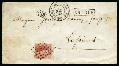 Stamp of Belgium » Belgique. 1863 Médaillons dentelés (COB 13-16) 2 lettres "CHARGE" en service intérieur : 
10c br