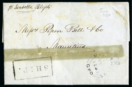 Stamp of Mauritius 1849-50, Pair of entires from London to Mauritius 