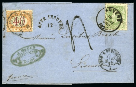 Stamp of Belgium » Belgique. 1869-83 Nouveaux types et nouvelles valeurs (COB 26-37) 3 lettres à destination de l'Italie :
30c ocre su