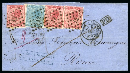Stamp of Belgium » Belgique. Léopold 1er - Nouveau Type (COB 17-21) 5 lettres vers Rome en simple et double ports avec