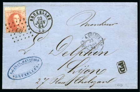 Stamp of Belgium » Belgique. 1863 Médaillons dentelés (COB 13-16) 7 lettres affranchies avec 10, 20 et 40c médaillon