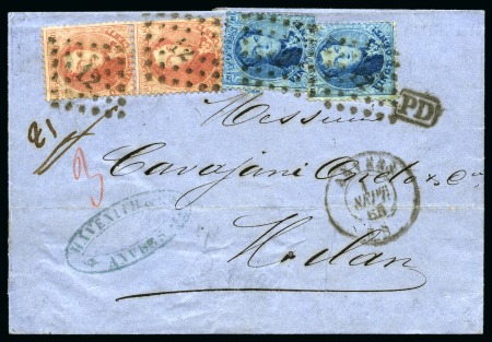 Stamp of Belgium » Belgique. 1863 Médaillons dentelés (COB 13-16) 29 lettres affranchies avec 10, 20 et 40c médaillo