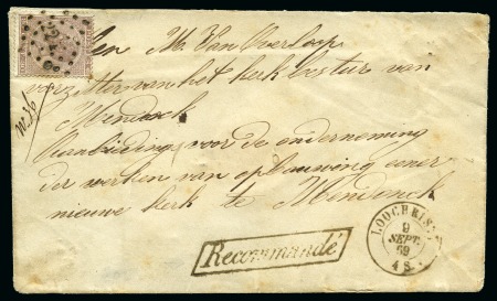 Stamp of Belgium » Belgique. Léopold 1er - Nouveau Type (COB 17-21) 4 lettres affranchies émissions de 1865 avec griff