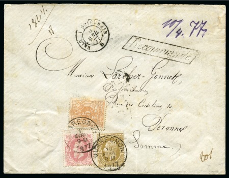 Stamp of Belgium » Belgique. 1869-83 Nouveaux types et nouvelles valeurs (COB 26-37) 5 lettres affranchies émissions de 1869 (dont affr