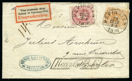 Stamp of Belgium » Belgique. 1869-83 Nouveaux types et nouvelles valeurs (COB 26-37) 5 lettres et 1 avis de réception d'une lettre reco