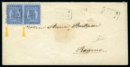 Stamp of Finland » 1860 Coat of Arms (Finnish Currency) 20p Greenish blue, grey-blue paper, roulette I, pa