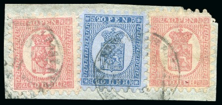 Stamp of Finland » 1860 Coat of Arms (Finnish Currency) 20p Greenish blue, grey-blue paper, roulette I, to