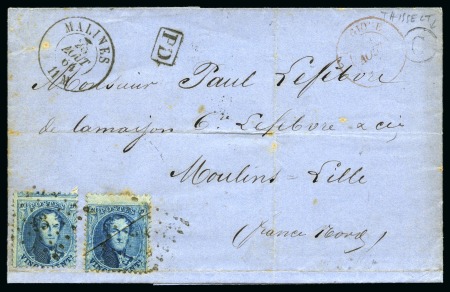 Stamp of Belgium » Belgique. 1851 Médaillons (filigrane sans cadre) (COB 6-8) 10c brun margé, 10c brun dentelé en paire et 40c c