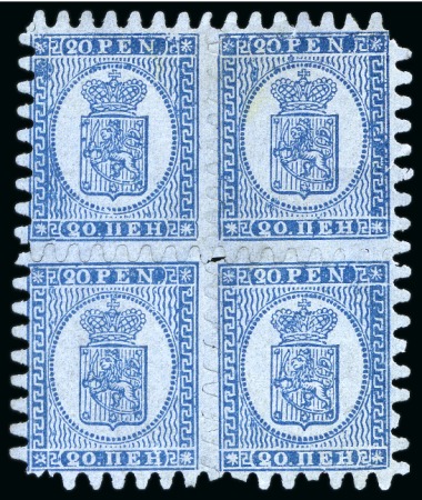 Stamp of Finland » 1860 Coat of Arms (Finnish Currency) 20p Greenish blue, grey-blue paper, roulette II, u