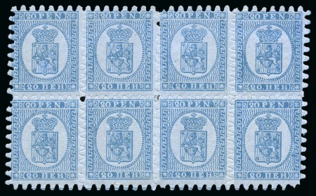 Stamp of Finland » 1860 Coat of Arms (Finnish Currency) 20p Greenish blue, grey-blue paper, roulette II, m