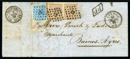 Stamp of Belgium » Belgique. Léopold 1er - Nouveau Type (COB 17-21) 20c bleu et 30c brun X2 oblitération Lpts 12 sur l