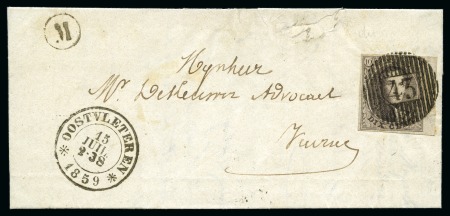 Stamp of Belgium » Belgique. 1851 Médaillons (filigrane sans cadre) (COB 6-8) 20 lettres affranchies médaillons non dentelés ave