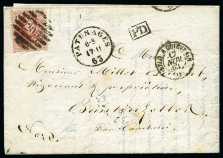 Stamp of Belgium 1863-65, 57 lettres affranchies médaillons dentelé