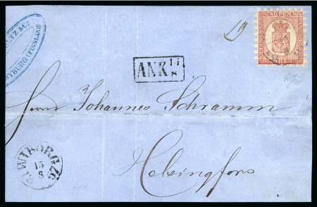 Stamp of Finland » 1860 Coat of Arms (Finnish Currency) 40p Carmine, pale rose paper, roulette IV, with do