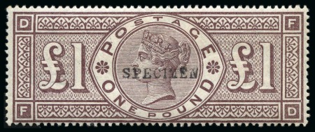Stamp of Great Britain » 1855-1900 Surface Printed 1884 £1 Brown-Lilac DF, wmk Crowns, with SPECIMEN 