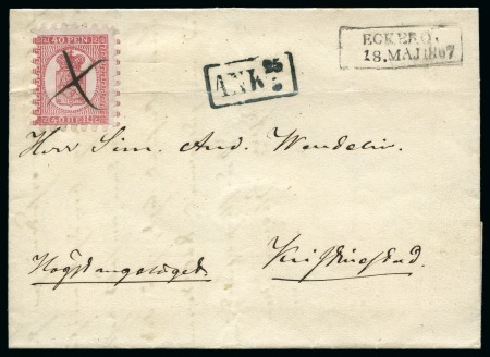 Stamp of Finland » 1860 Coat of Arms (Finnish Currency) 40p Carmine, pale rose paper, roulette III, cancel