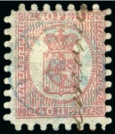 Stamp of Finland » 1860 Coat of Arms (Finnish Currency) 40p Dull carmine (1873), pale rose paper, roulette