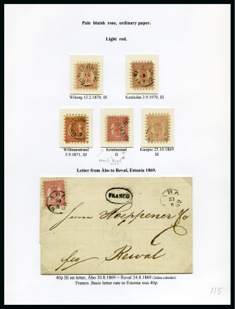 Stamp of Finland » 1860 Coat of Arms (Finnish Currency) 40p Carmine, pale rose paper, balance collection o