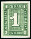 Stamp of Finland » 1860 Coat of Arms (Finnish Currency) 1 Mark, three essays by C.F. Ekholm and printed by