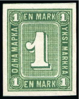 Stamp of Finland » 1860 Coat of Arms (Finnish Currency) 1 Mark, three essays by C.F. Ekholm and printed by