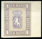 Stamp of Finland » 1860 Coat of Arms (Finnish Currency) 1 Mark, three essays by C.F. Ekholm and printed by
