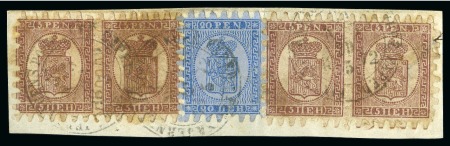 Stamp of Finland » 1860 Coat of Arms (Finnish Currency) 5p Lilac-brown, pale lilac laid paper, roulette II
