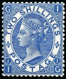 Stamp of Great Britain » 1855-1900 Surface Printed 1867-80 2s Deep Blue mint with large part original