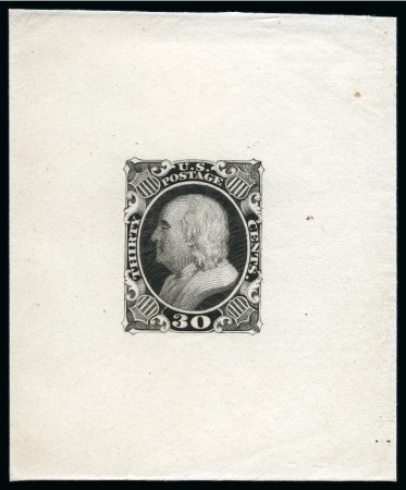 Stamp of United States 1859 30c Essay die proof in black on India paper o