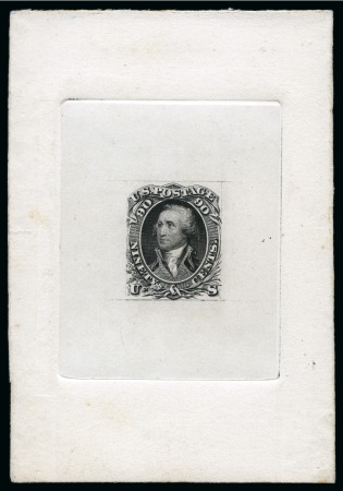 Stamp of United States 1861 90c Die proof in black on India paper on card