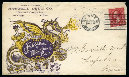 Stamp of United States 1899 (Sep 15) Haswell Drug Co. advertising cover d