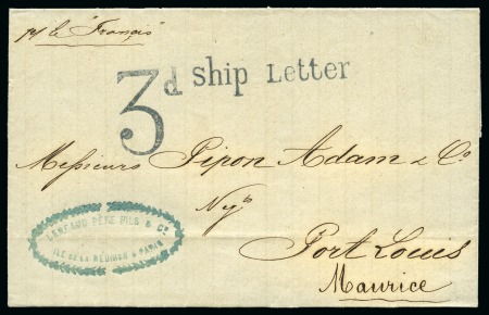 Stamp of Mauritius 1868 (May 18) Wrapper from St. Denis, Reunion to M