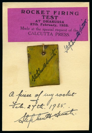 Stamp of India 1935 (Feb 27) Rocket Firing Test at Dhakuria, card