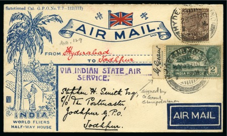 Stamp of India 1930 (Feb 23) Hyderabad to Jodphur illustrated air