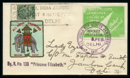 Stamp of India 1937 (Feb 3) Scouts Jamboree rocket mail (the "Pri
