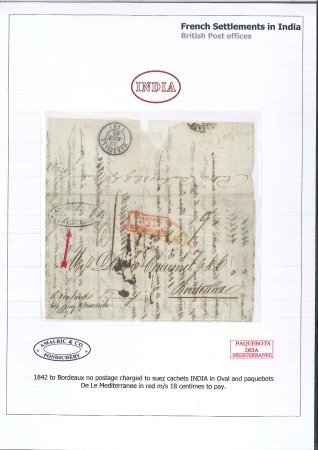 Stamp of India COLLECTIONS: 1838-69, PONDICHERRY group of 10 stam