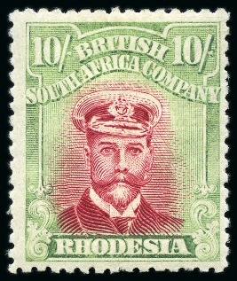 Stamp of Rhodesia 1913-19 10s Carmine-Lake & Yellow-Green, die III p