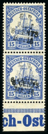 Stamp of Tanganyika » Mafia Island British Occupation » 1915 (May) "G.R. - POST - 6 CENTS - MAFIA" Type 2 Overprints 1915 (May) 6c on 15h ultramarine, overprinted in b
