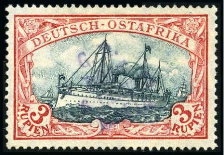 Stamp of Tanganyika » Mafia Island British Occupation » 1915 (May) "G.R. - POST - 6 CENTS - MAFIA" Type 2 Overprints 1915 (May) 6c on 3r carmine, overprinted in violet