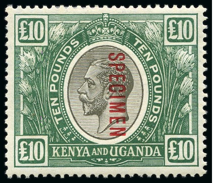 Stamp of Kenya, Uganda and Tanganyika » Kenya, Uganda and Tanganyika 1922-27 £10 Black & Green with SPECIMEN ovpt, mint