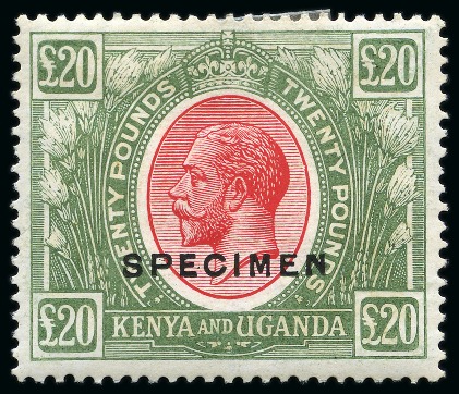 Stamp of Kenya, Uganda and Tanganyika » Kenya, Uganda and Tanganyika 1922-27 £20 Red & Green with SPECIMEN ovpt, mint h