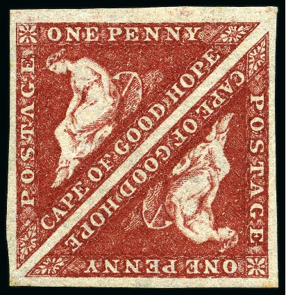 Stamp of South Africa » Cape of Good Hope 1863-64 1d Deep Carmine mint og pair with good to 