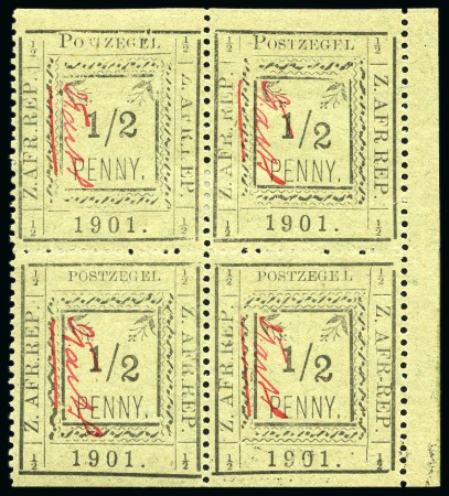 Stamp of South Africa » Anglo Boer War PIETERSBURG: 1901 1/2d Black on green, perf.11 1/2