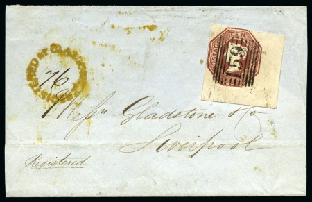 Stamp of Great Britain » 1847-54 Embossed 1853 (Jul 15) Front and lower backflap with superb