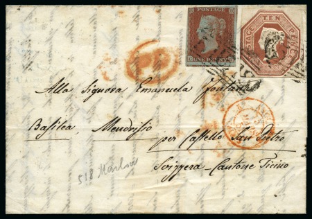 Stamp of Great Britain » 1847-54 Embossed 1853 (Mar 13) Lettersheet from Marlow to Switzerla
