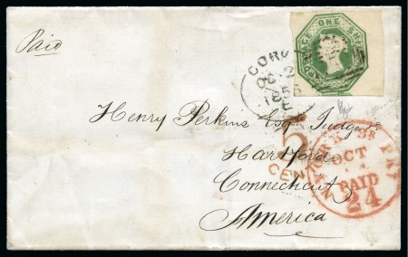 Stamp of Great Britain » 1847-54 Embossed 1856 (Oct 2) Wrapper from Cork, Ireland, sent tran