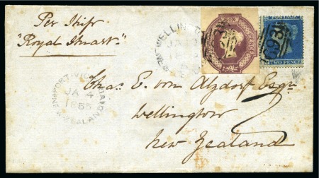 Stamp of Great Britain » 1847-54 Embossed 1854 (Sep 12) Wrapper to New Zealand with 1854 6d 